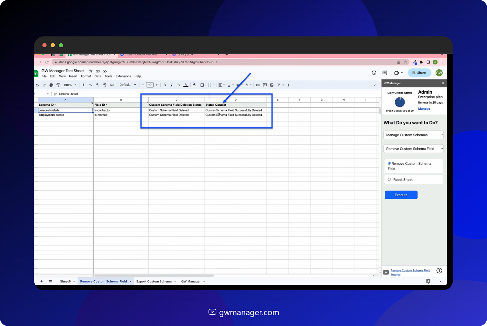 schema fields deleted successfully. 