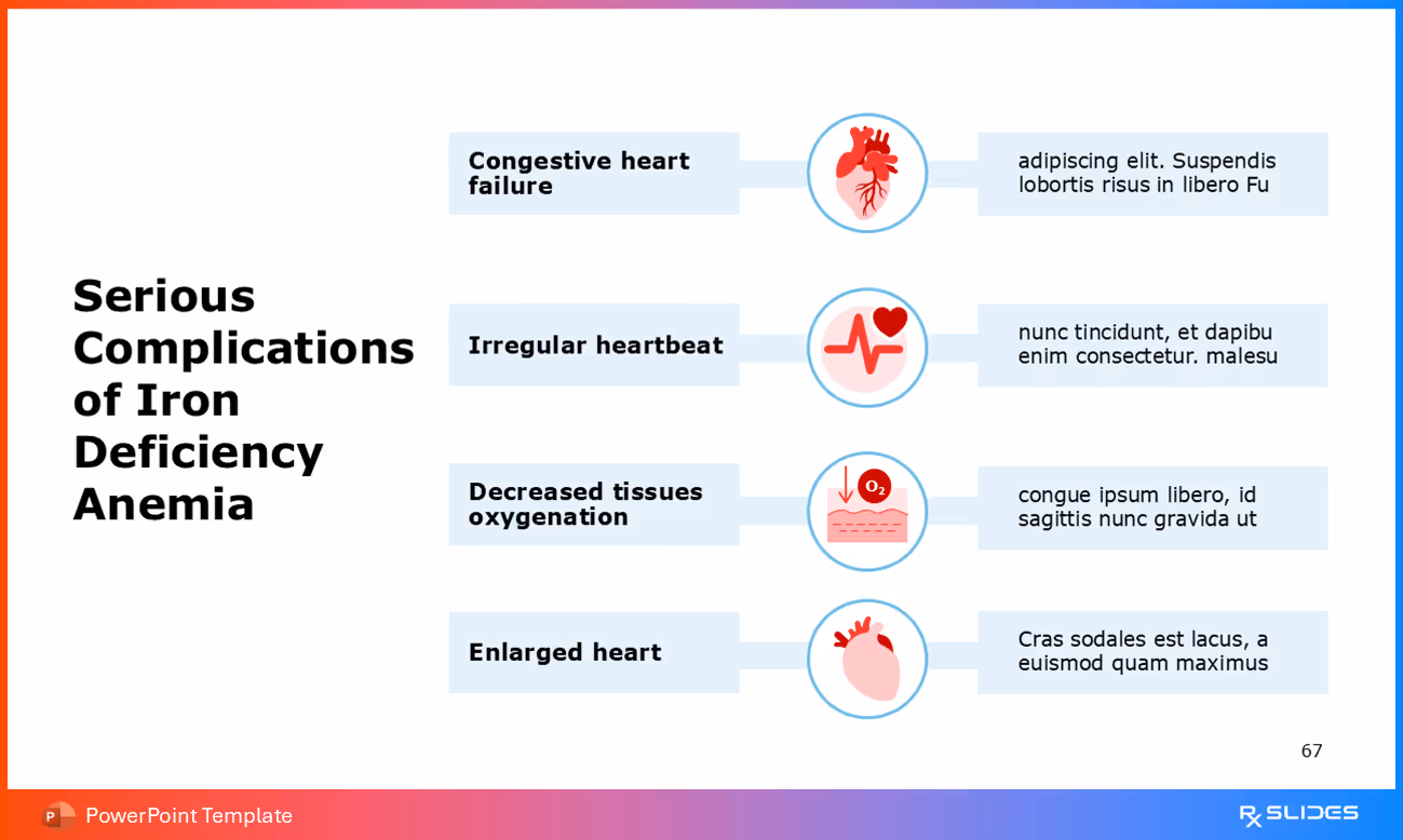 Iron Deficiency Anemia Complications Infographic Layout