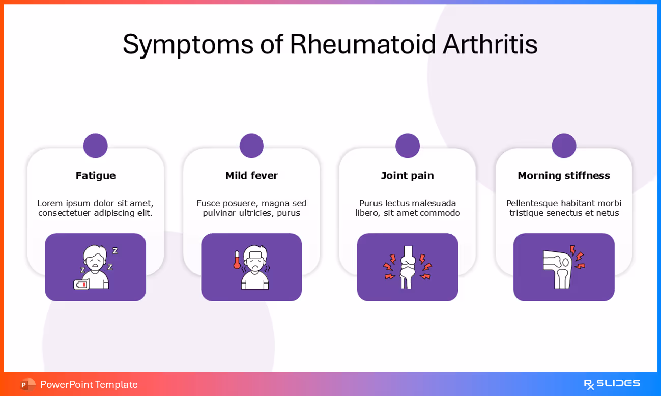 RA Symptoms – Square Rounded Edge Infographic