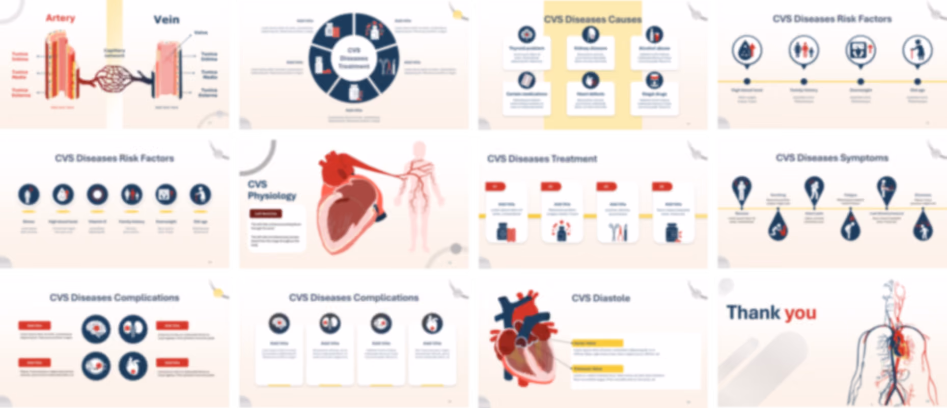Cardiovascular System Anatomy & Physiology PowerPoint template design preview