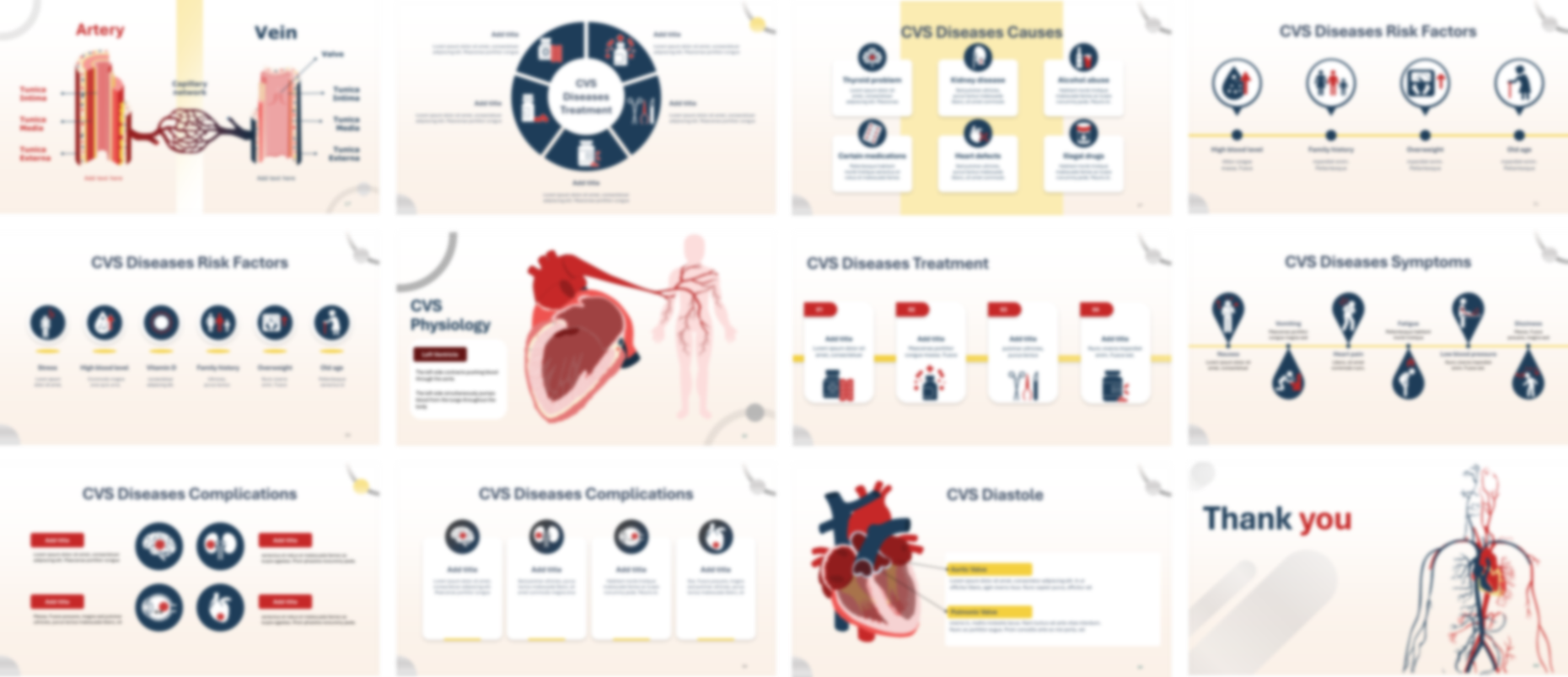 Cardiovascular System Anatomy & Physiology PowerPoint template design preview