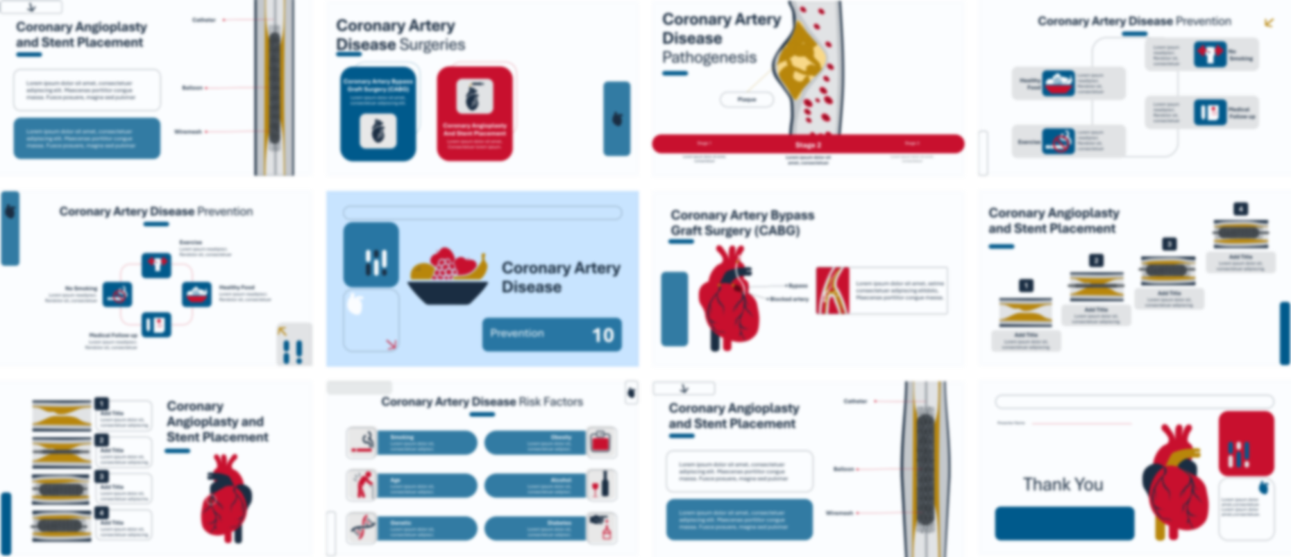 Coronary Artery Disease Overview PowerPoint template design preview