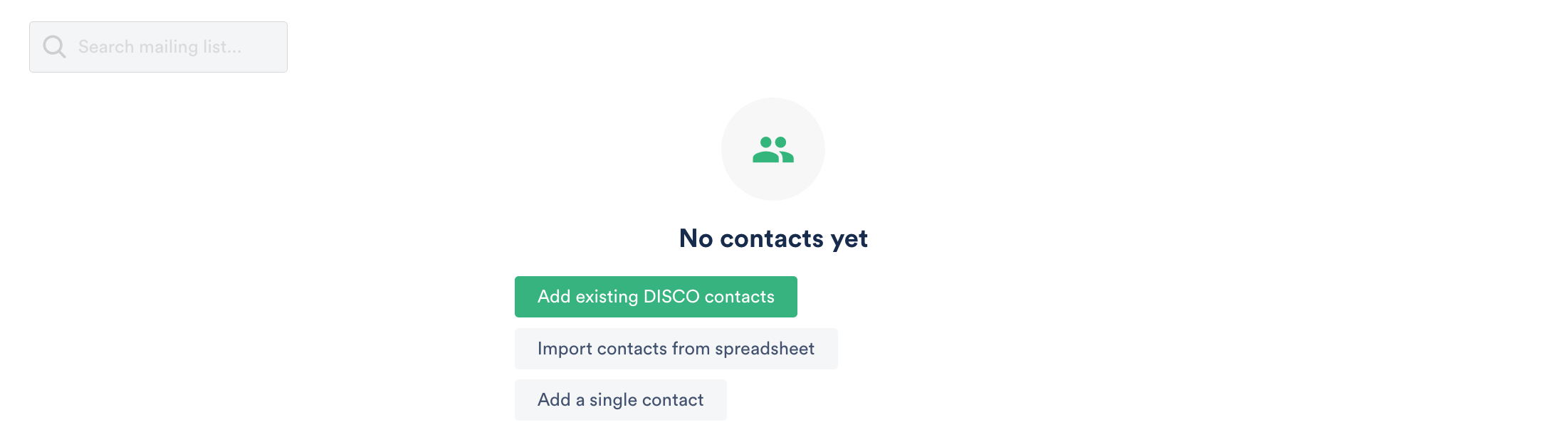 New mailing list add contacts options