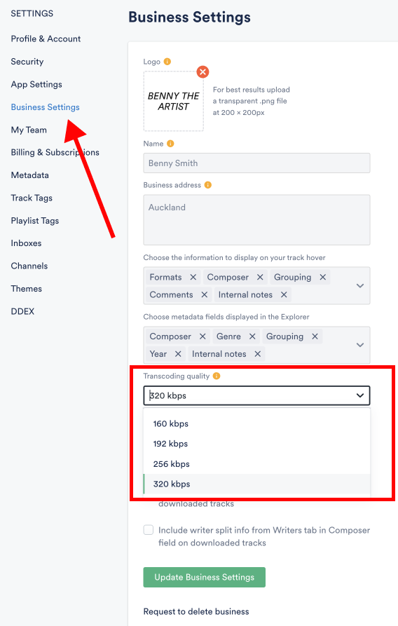 Transcode rate settings