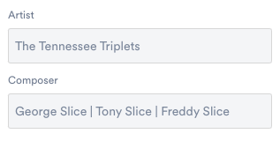 Artist and Composer metadata field example