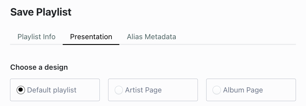 Save Playlist presentation tab