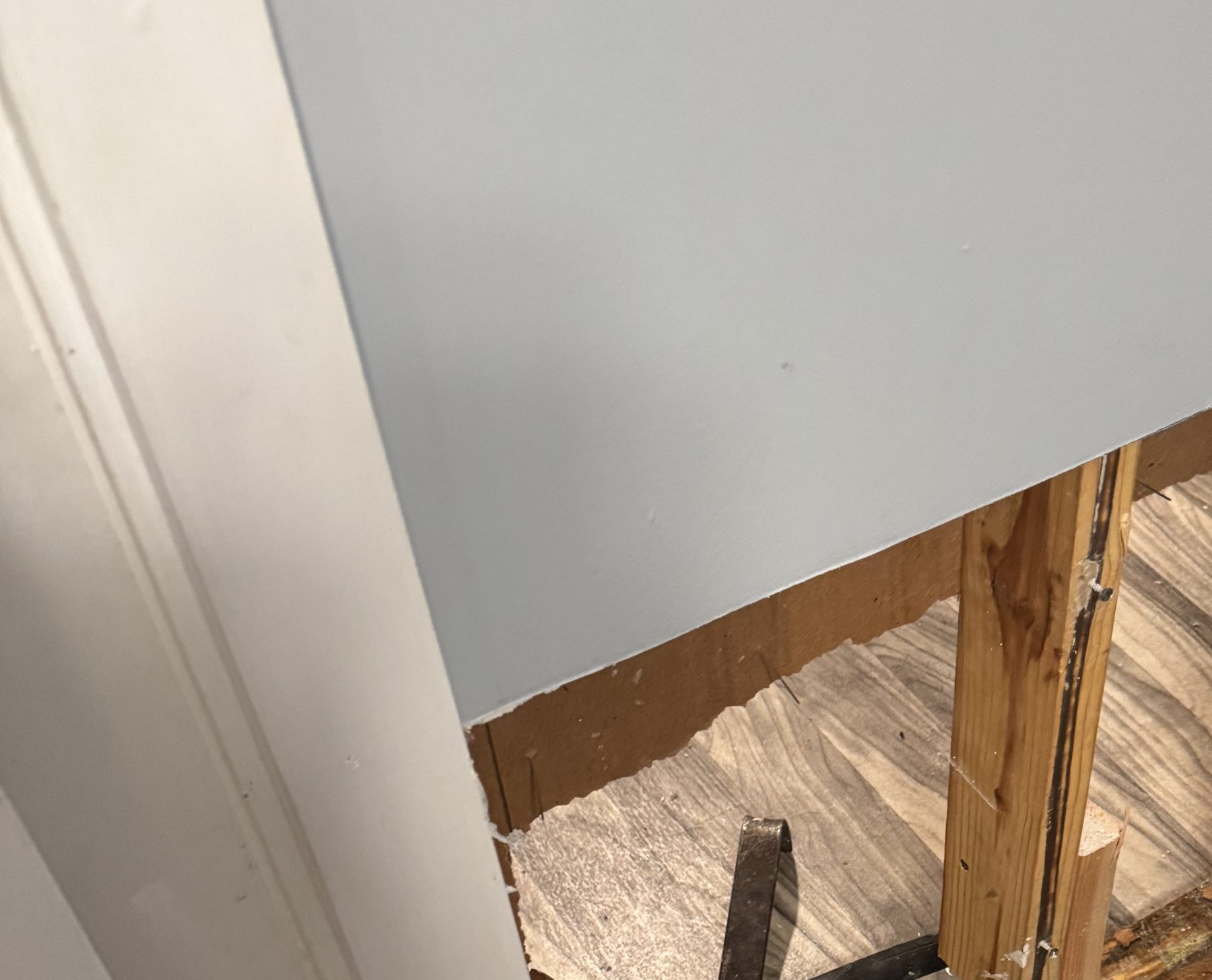 Lower wall opened to expose hidden water damage