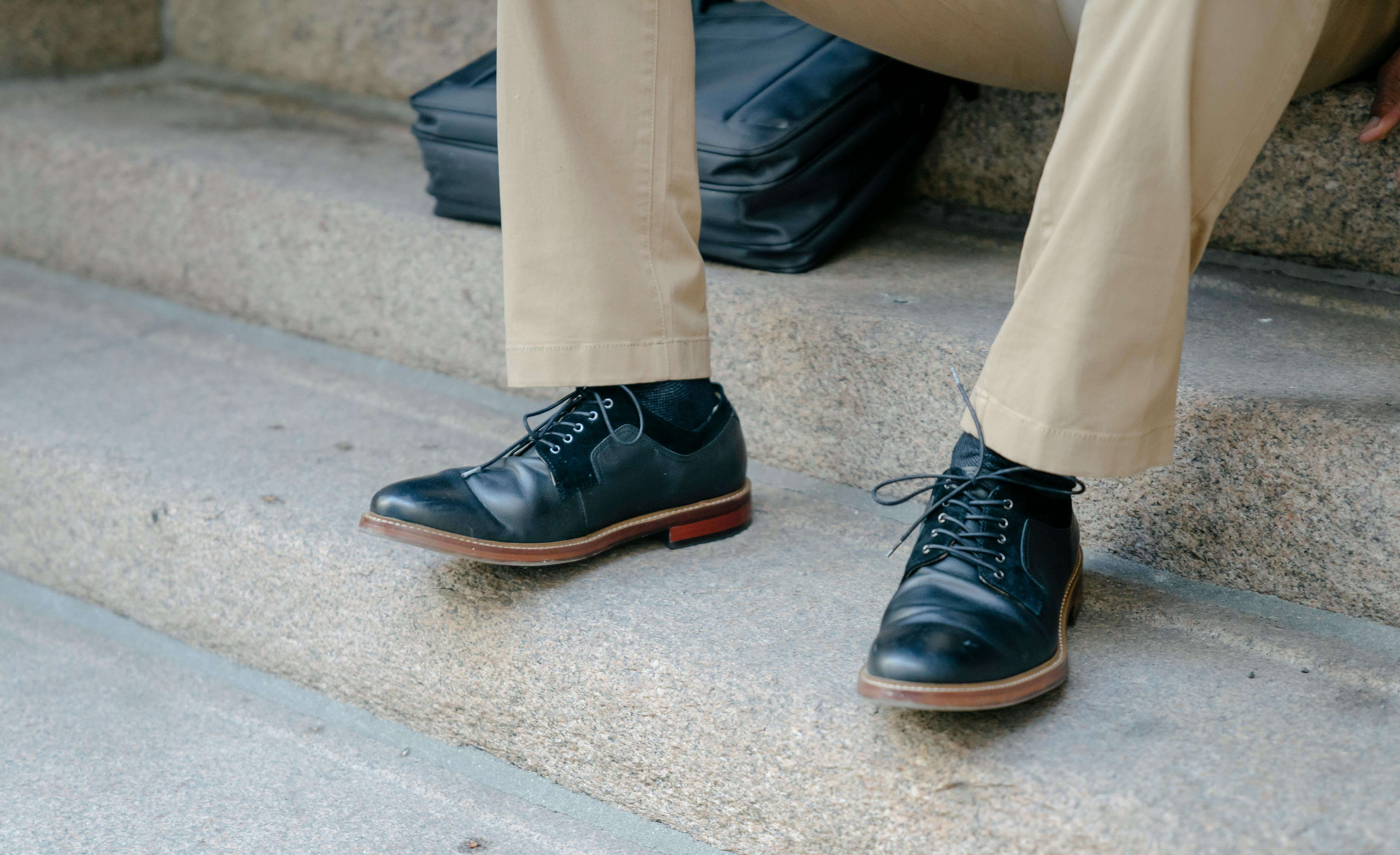 Feet on stone steps, a common place for slip and fall injuries