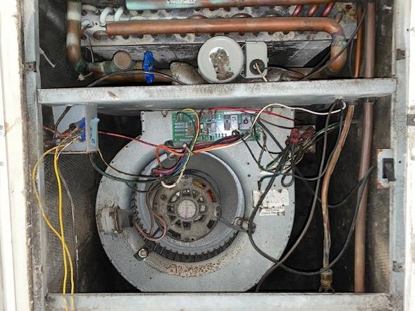 Furnace blower that moves air through a home