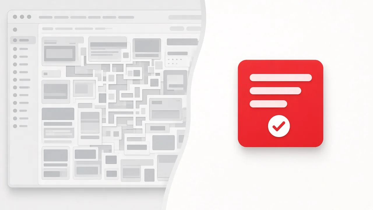 A cluttered dashboard screen beside a single clean agent response card, contrasting screen UX with response UX