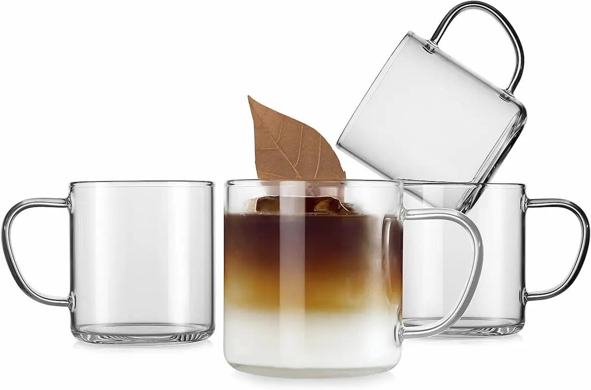 LUXU Glass Coffee Mugs Set of 4