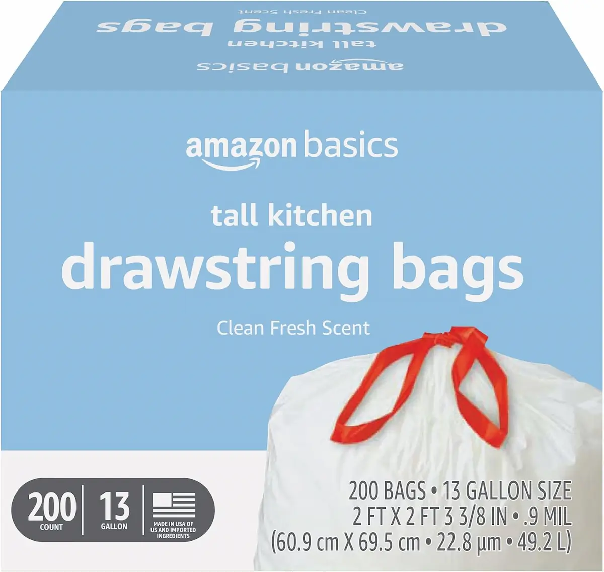 Amazon Basics Tall Kitchen Drawstring Trash Bags