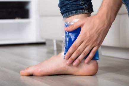 Applying ice on the soft tissue injury