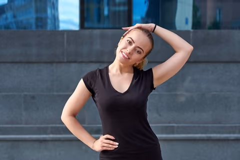 Neck stretches you do when standing