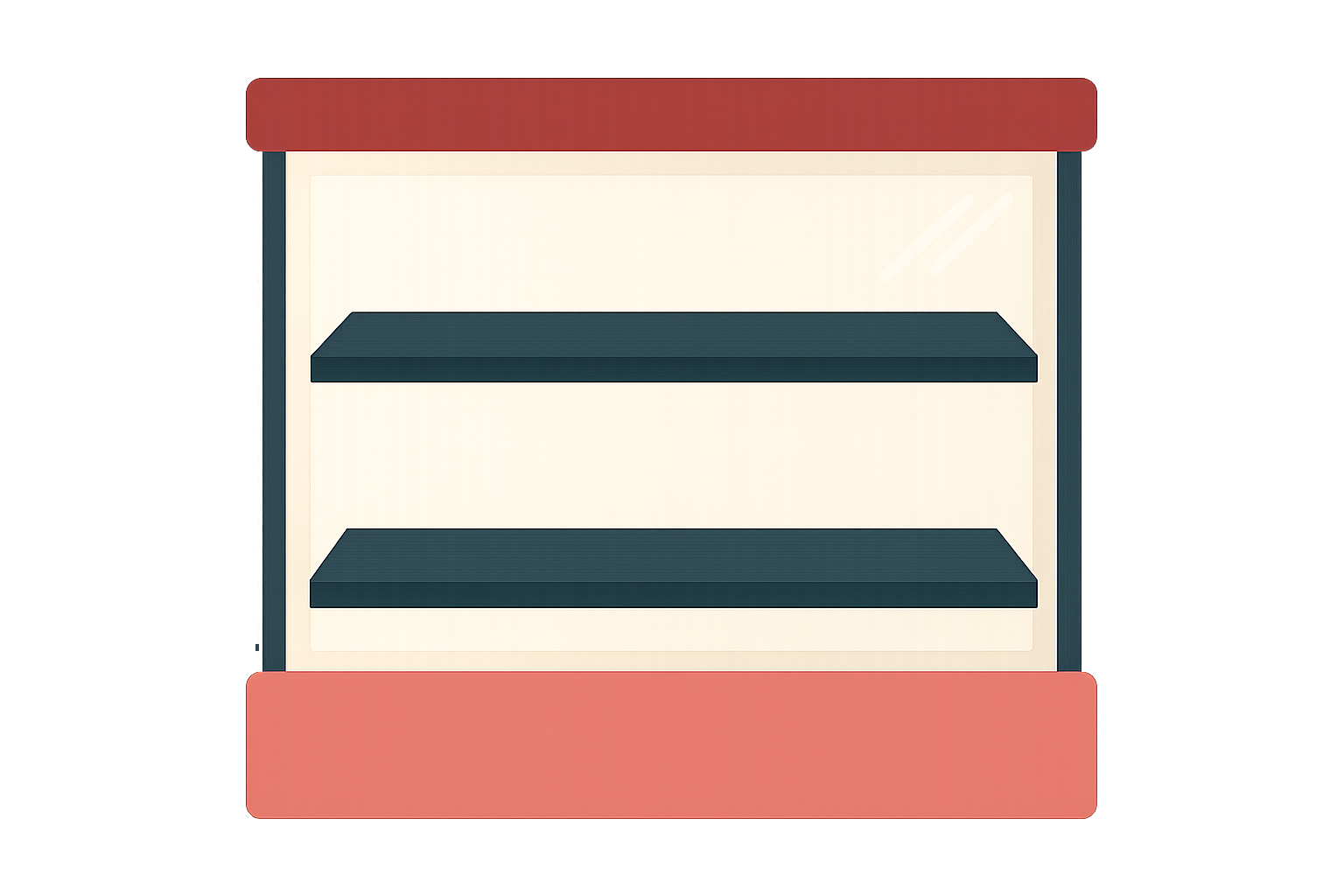 A bakery case with grade level numbers in it. 