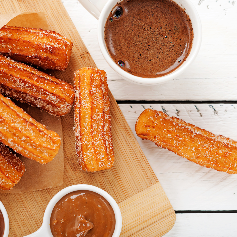 Corporate catering churros with cinnamon sugar served with chocolate dipping sauce