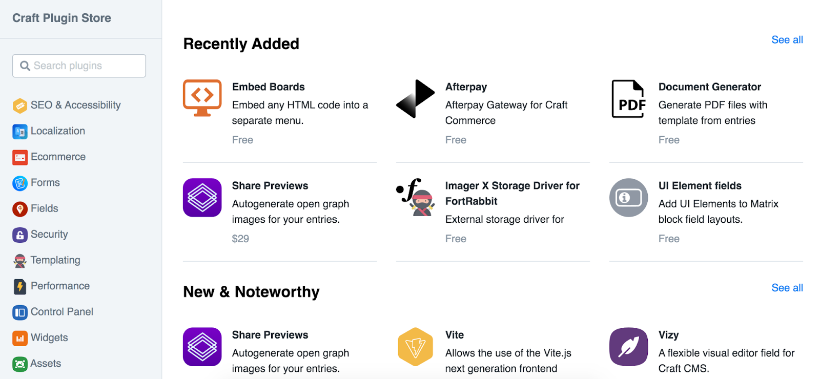 The Craft CMS Plugin Store