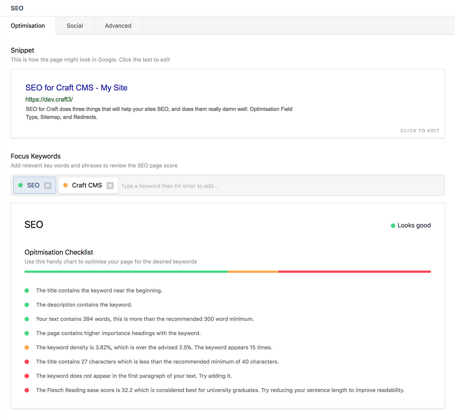 SEO Craft CMS Plugin