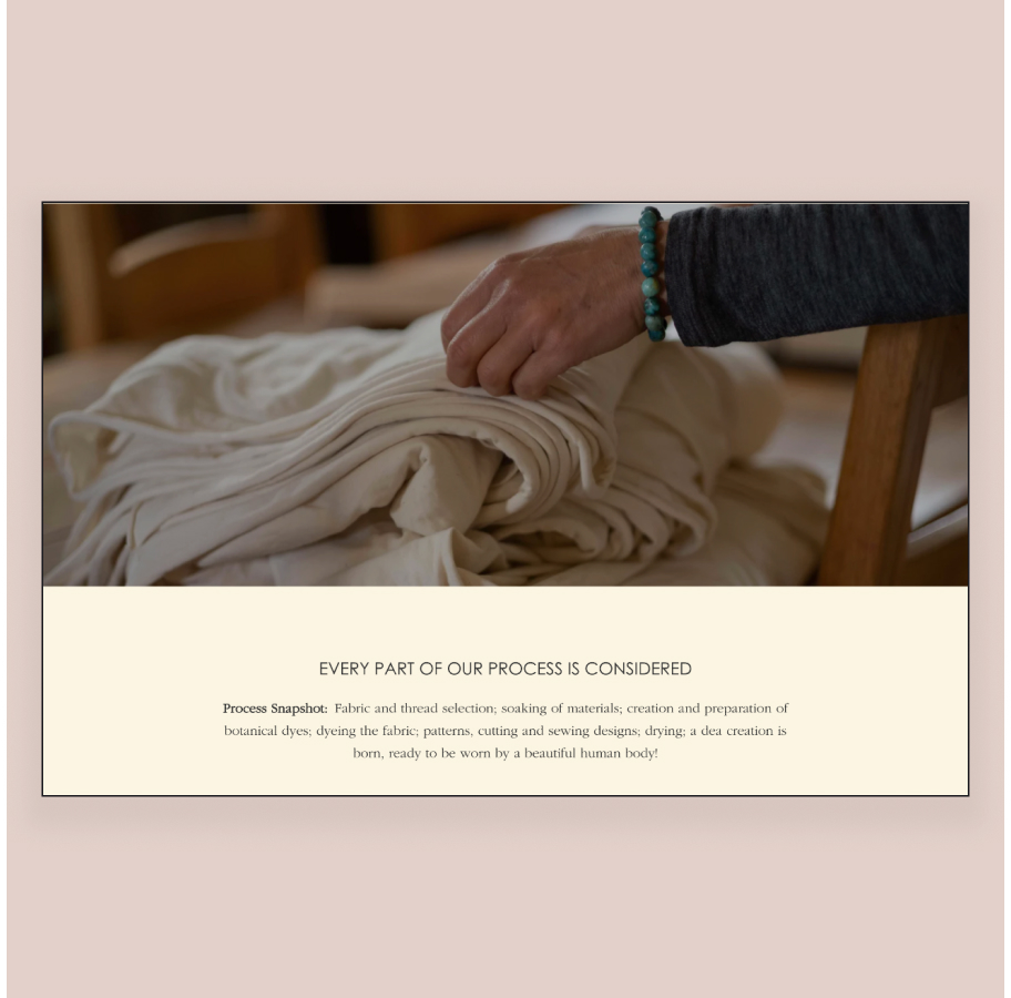 Hands working with white fabric during textile creation process