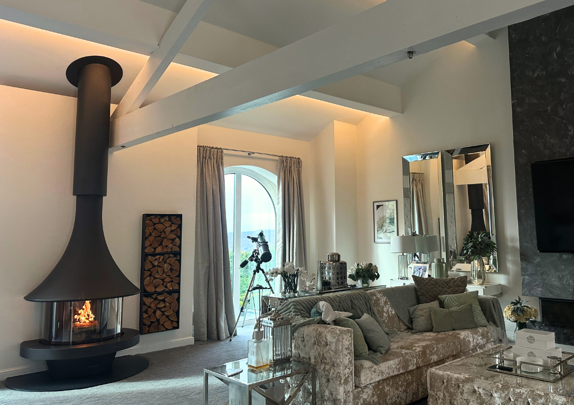 JC Bordelet Calista wall-mounted fireplace