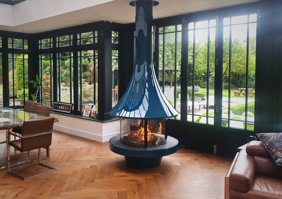 gas fireplace in contemporary home