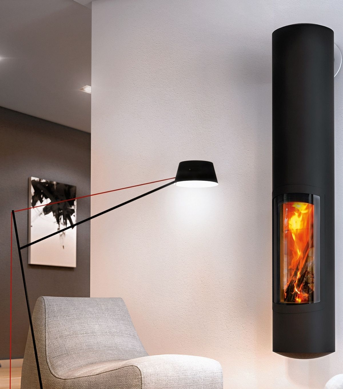Front view of the Slimfocus wall-mounted woodburner