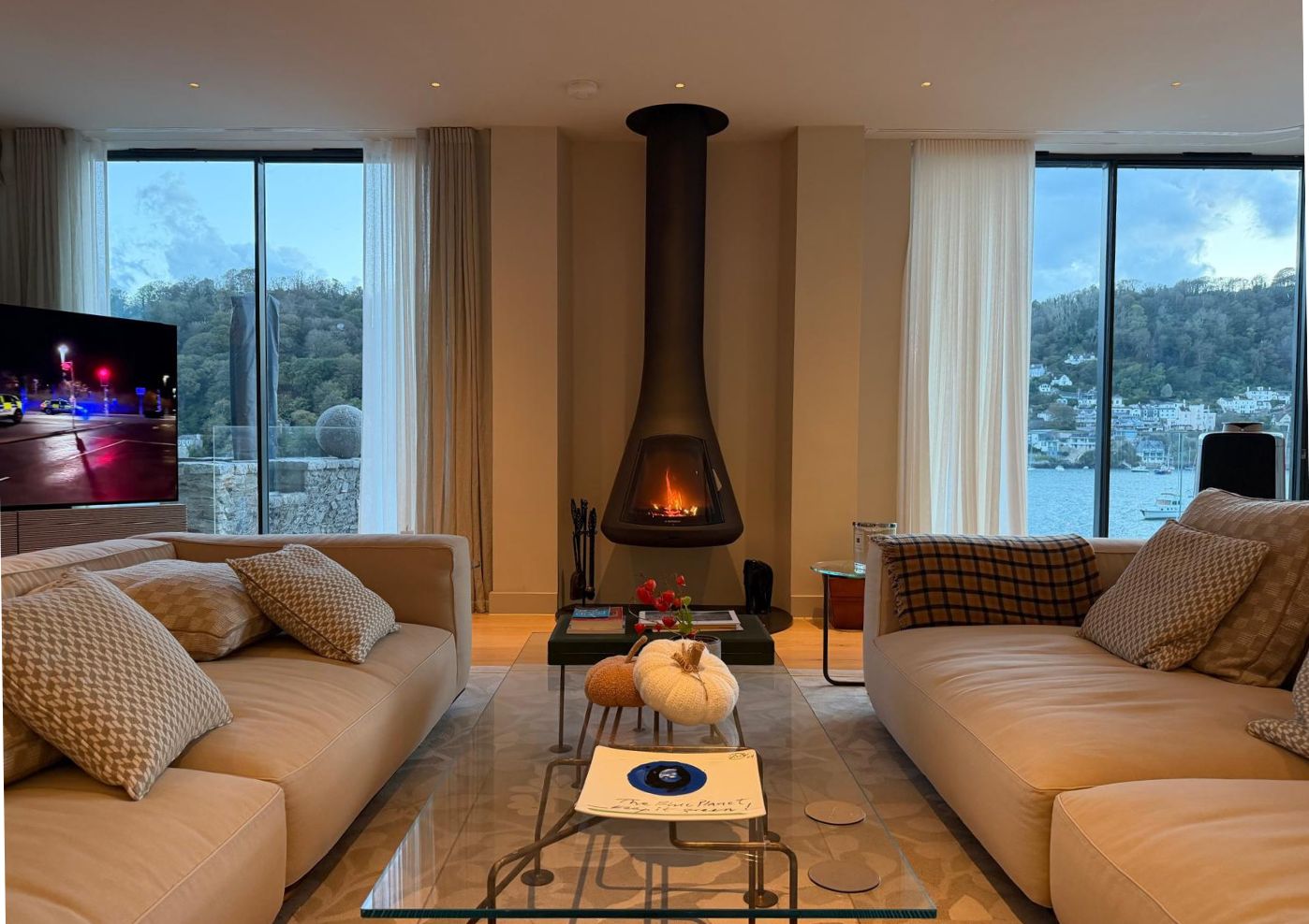 Central Julietta woodburning fireplace