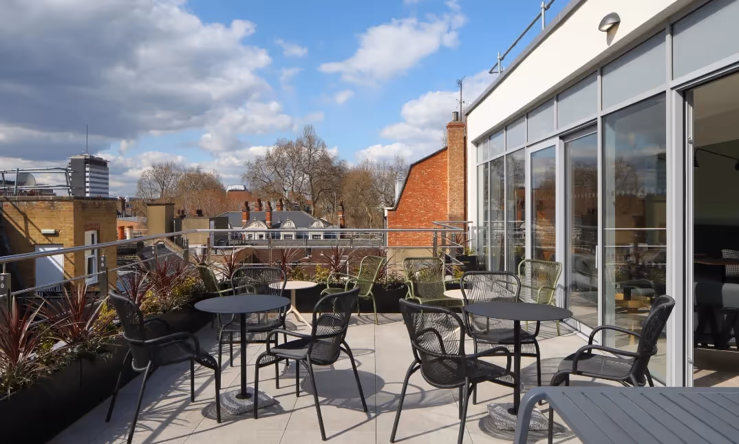 5th floor roof terrace for members to work and relax.