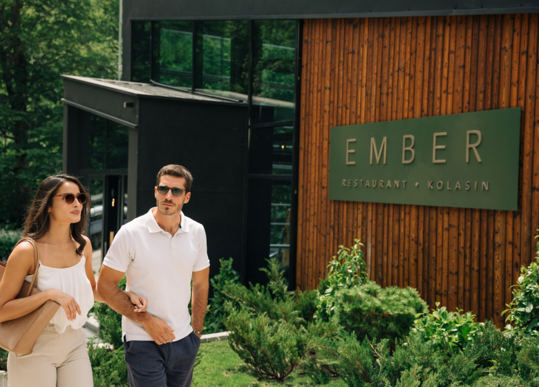 Guests at the entrance to Ember Restaurant