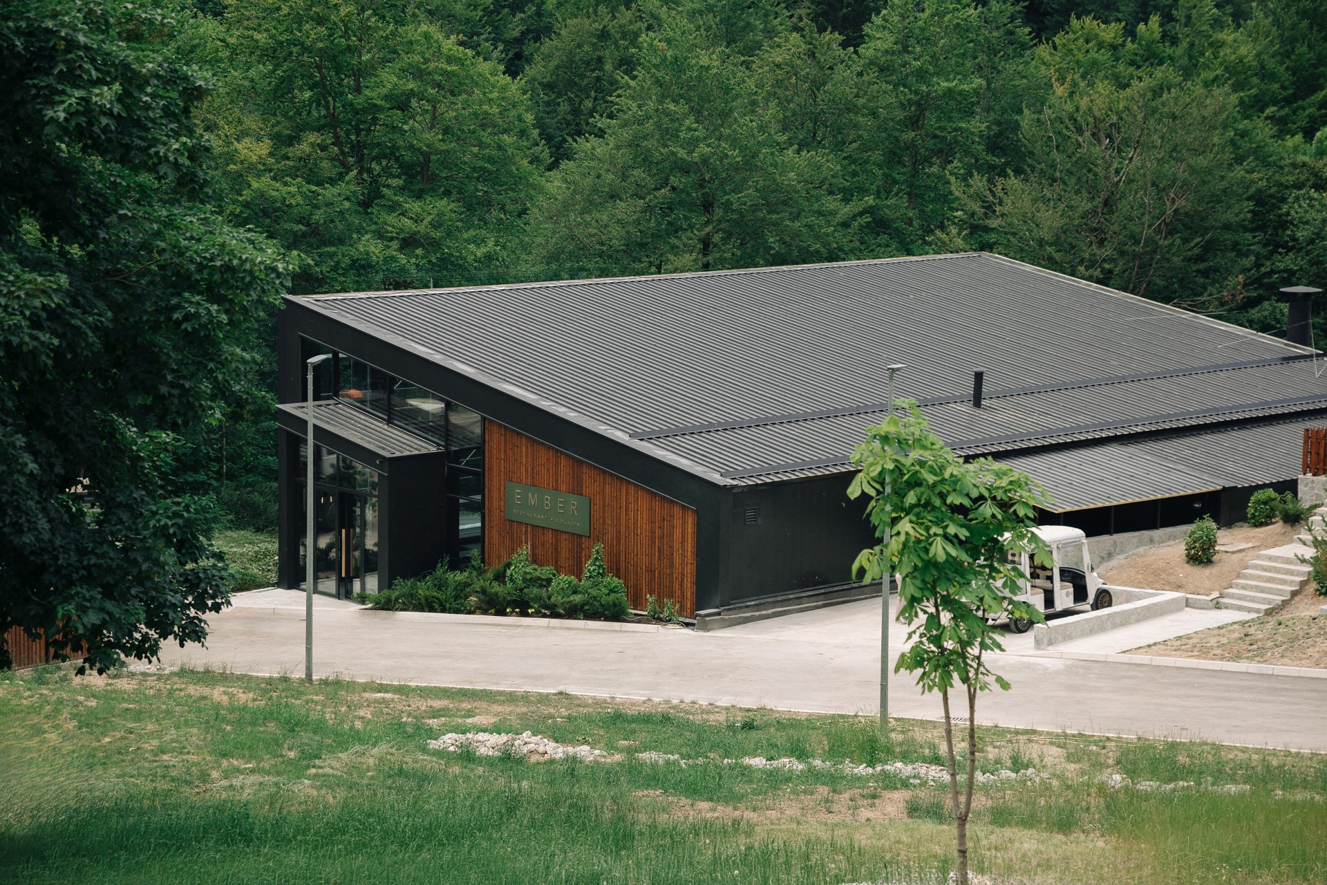 Ember Restaurant surrounded by forest