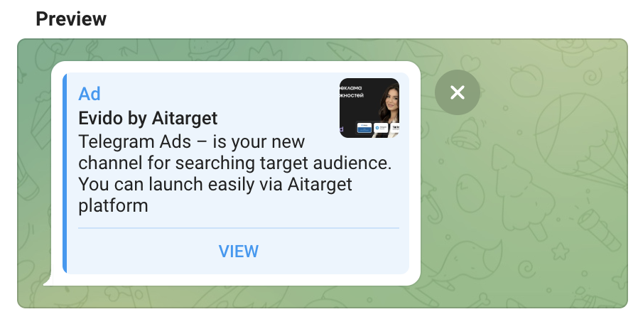 Telegram Ads. Advanced account (EURO): how to create an ad — screenshot 4