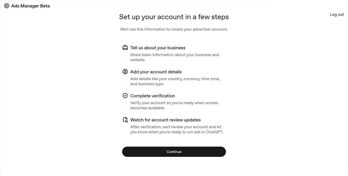 Setting up your OpenAI Ads Manager Account