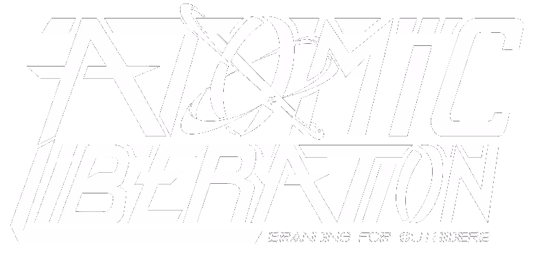 White Atomic Liberation logo