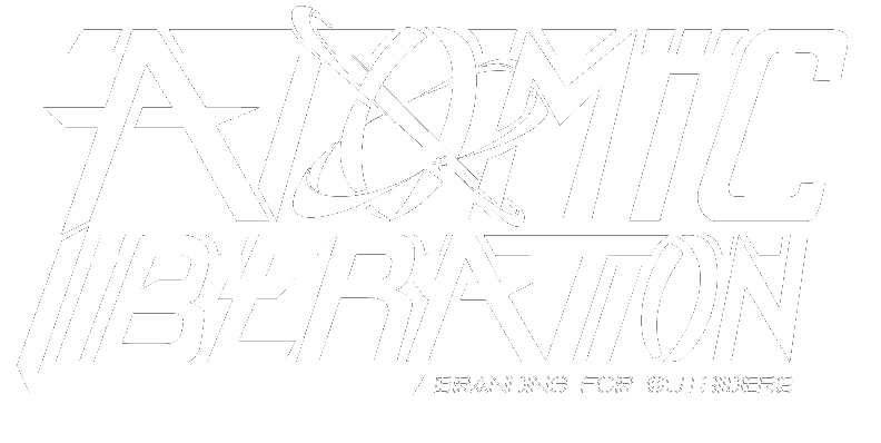 White Atomic Liberation logo