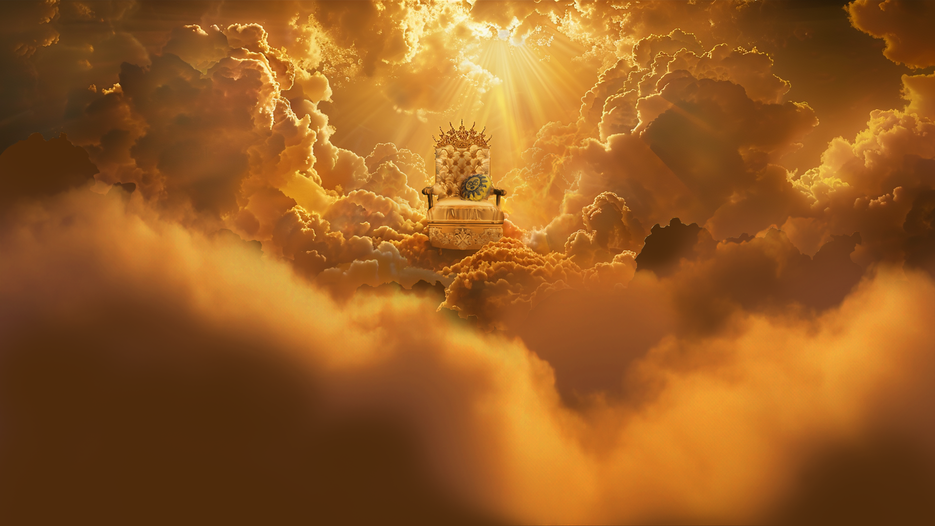 A golden throne in the clouds