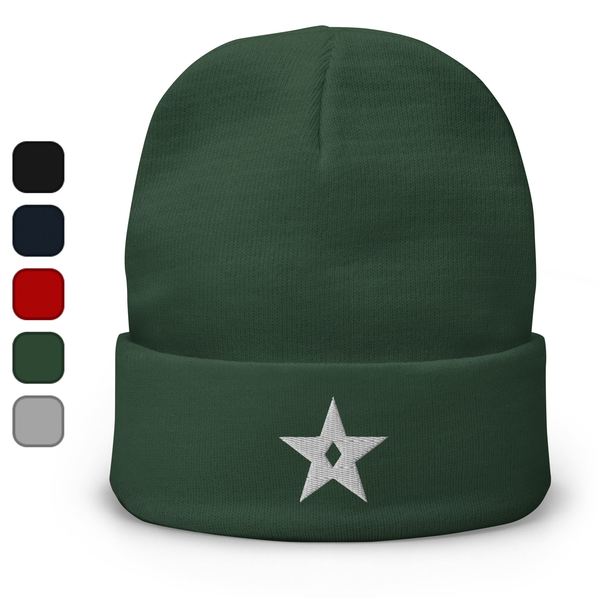 A beanie with the Atomic Liberation Star icon on it.