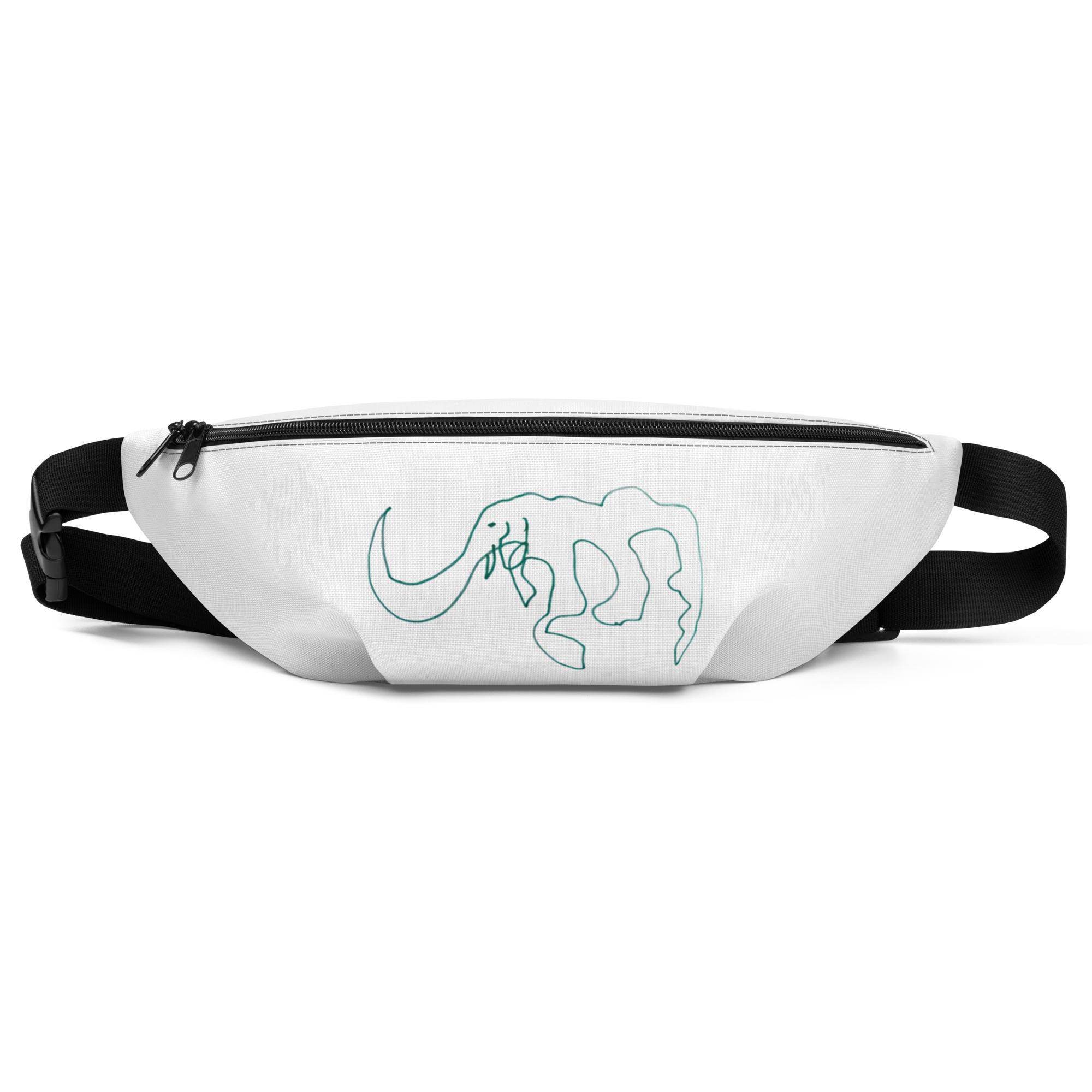 A fanny pack with a hand drawn elephant on it.
