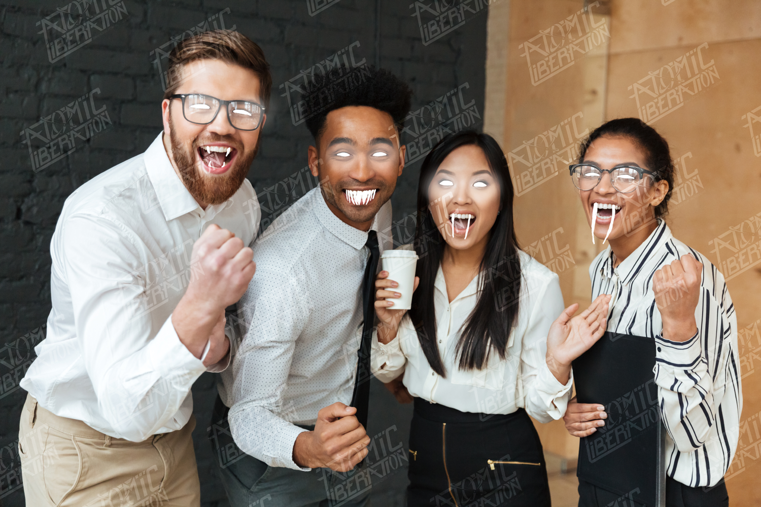 A modified stock image of a corporate team
