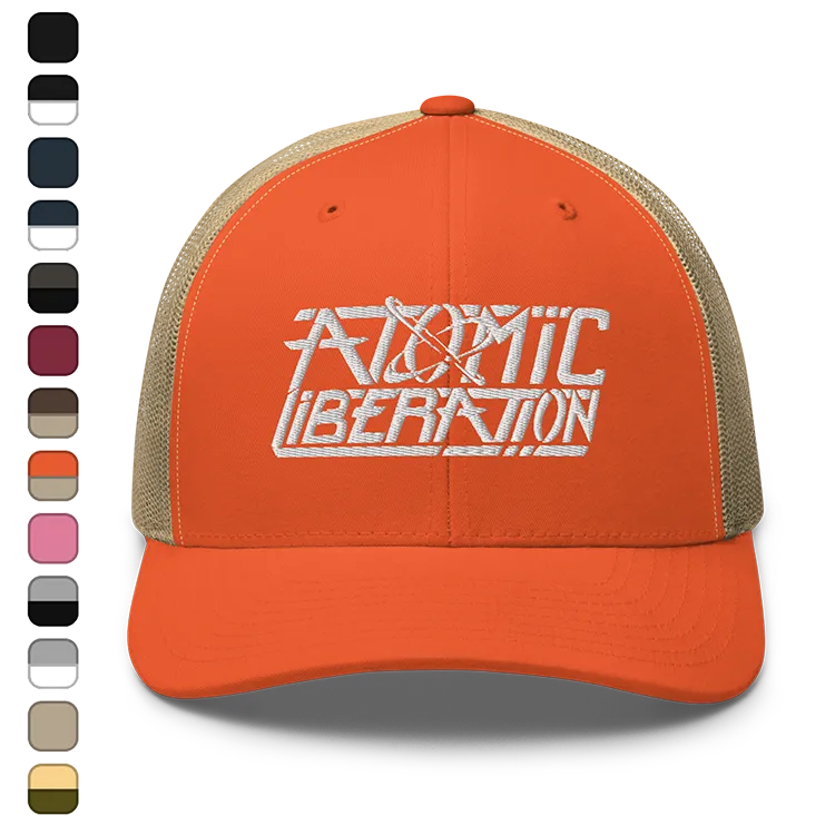 A Trucker hat with the Atomic Liberation Logo.