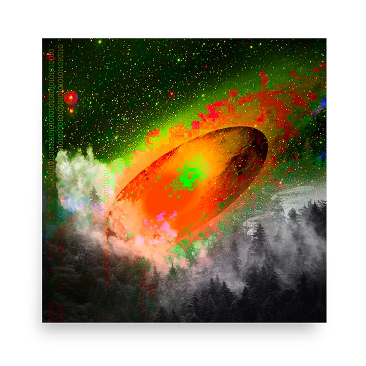 A cool abstract poster of what looks like a meteor.