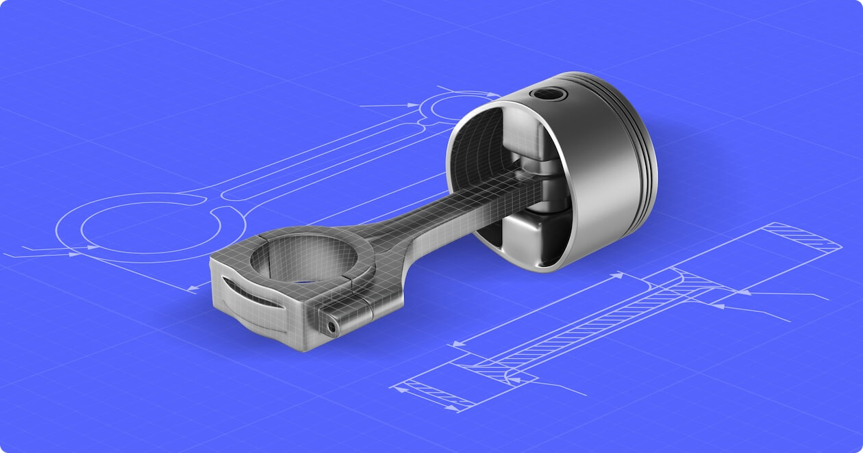 This is an image comparing a tool in a 3D presentation to a 2D line drawing, highlighting the next level of detail and complexity communicated using 3D models over 2D line drawings. 