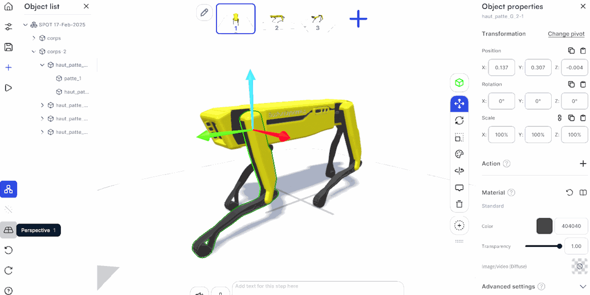 Animation showing toggling between different camera perspectives in JigSpace