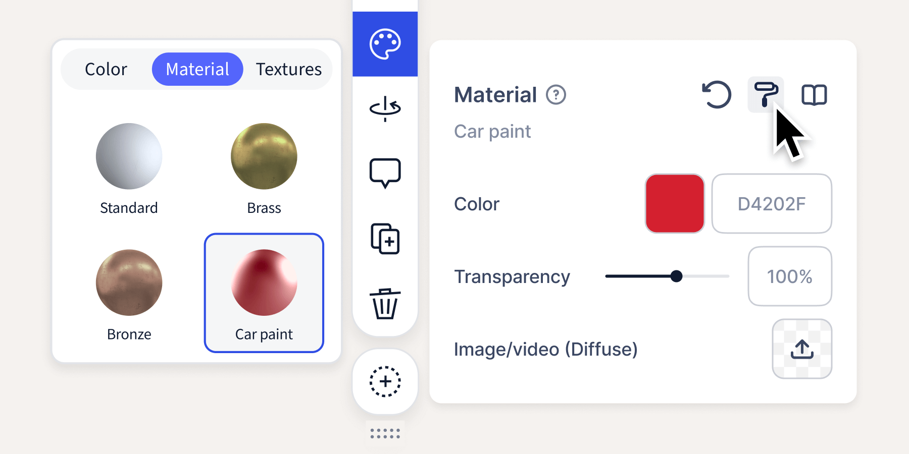 Applying materials to an object and using paint roller to apply to objects on other steps