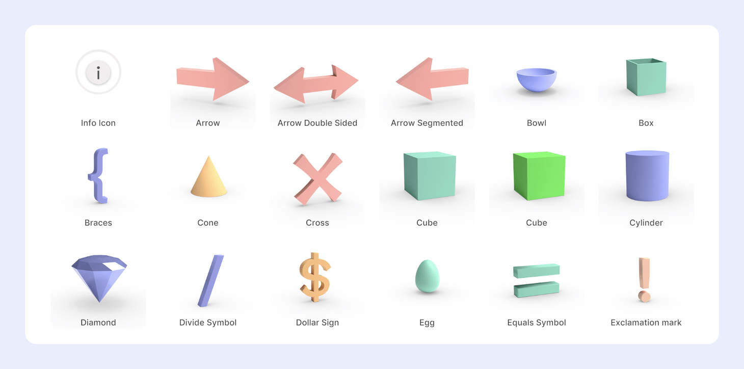 Shapes & Symbols selected, showing arrows, a tick, a cross, and simple shapes