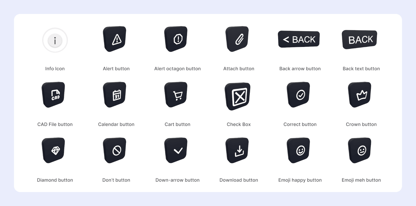 Buttons selected, showing forward, back, alert, and do and don't buttons