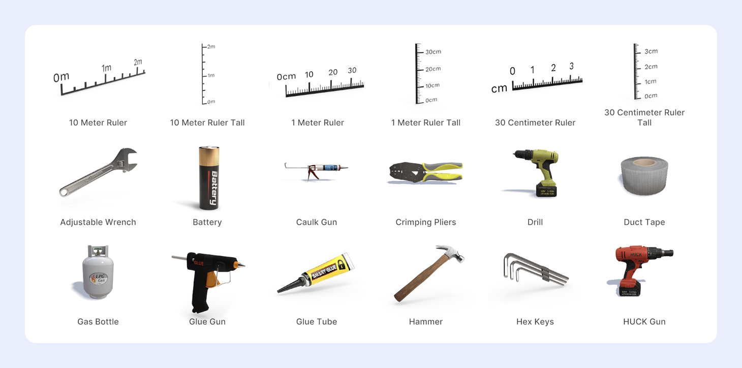 Tools selected, showing hand tools and rulers