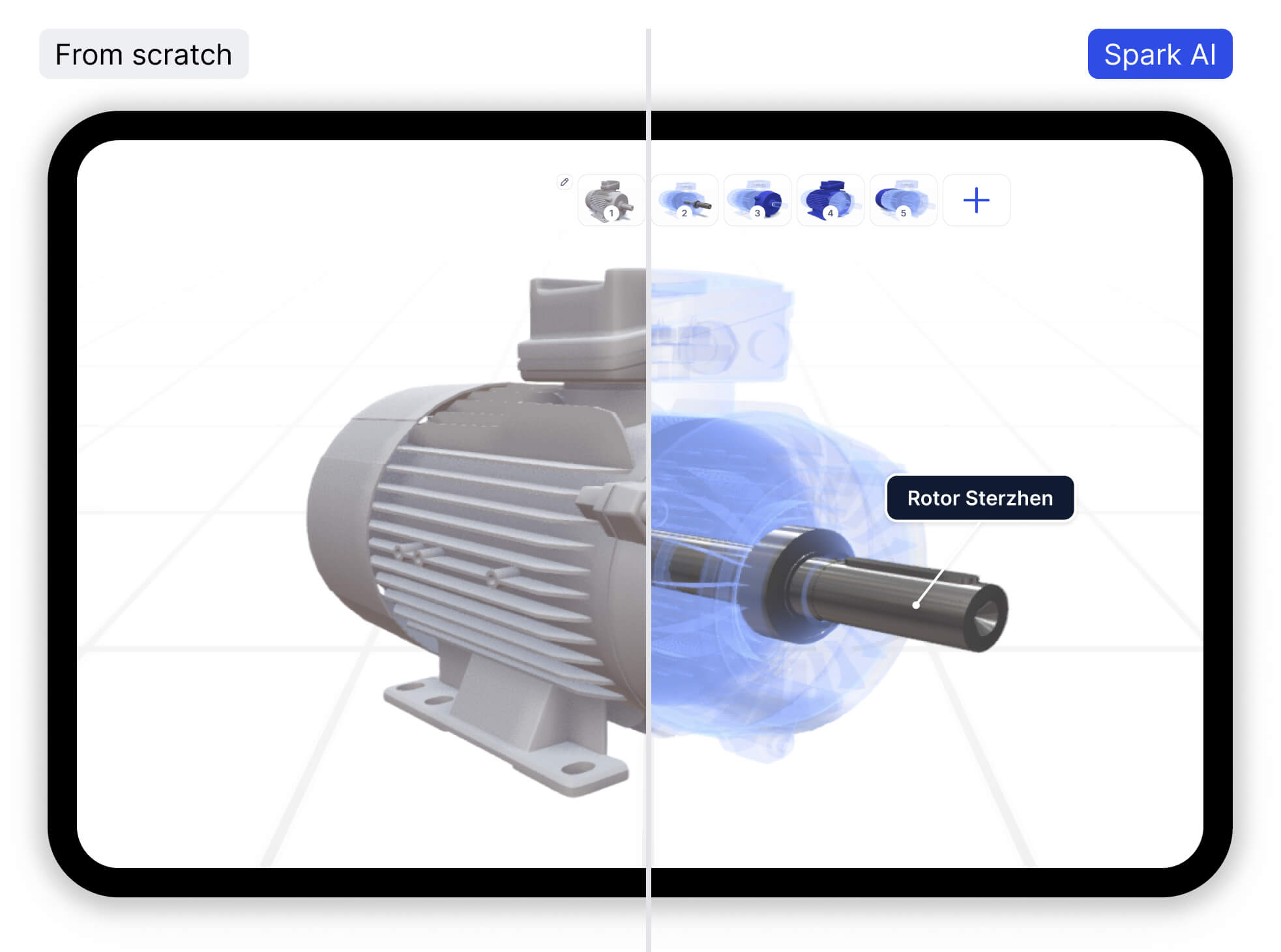 A jet engine in augmented reality on JigSpace for apple vision pro being resized by two hands