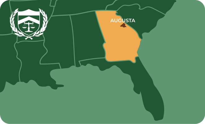 State map with Augusta, Georgia highlighted, showing that Cash for Arms purchases guns in Augusta