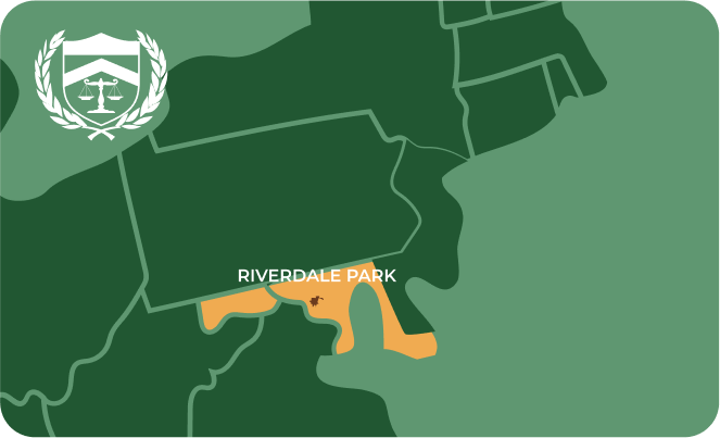 State map with Riverdale Park, Maryland highlighted, showing that Cash for Arms purchases guns in Riverdale Park