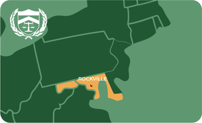 State map with Rockville, Maryland highlighted, showing that Cash for Arms purchases guns in Rockville